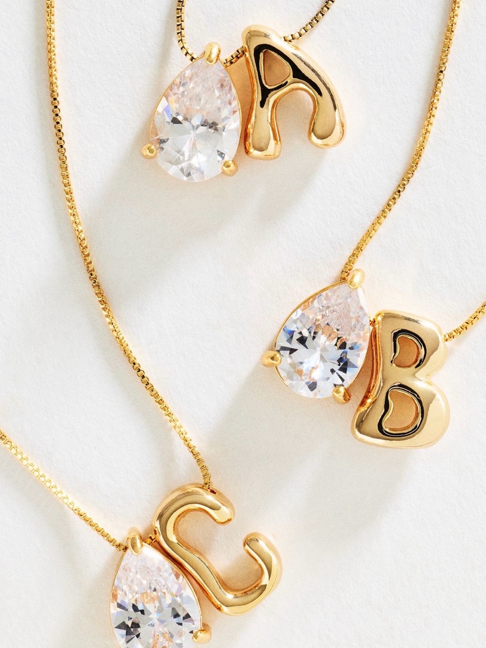 Anthropologie Bubble Initial and Pear-Cut Stone Necklace - W